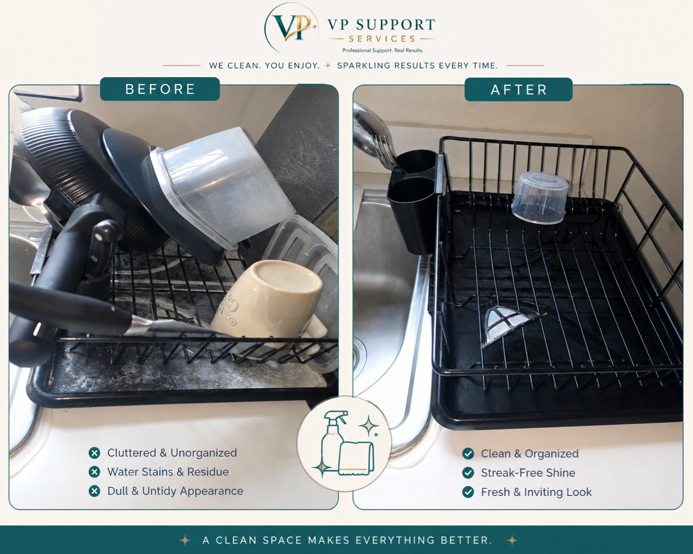 Dish rack, before and after
